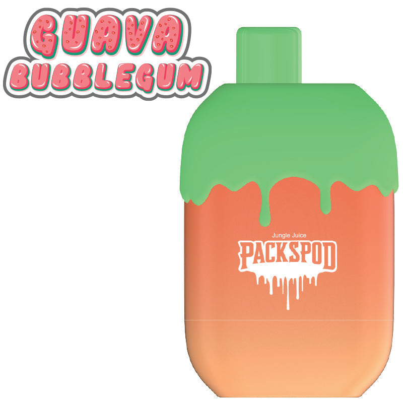 Packspod Disposable | 5000 Puffs | 12mL | 50mg | MOQ 5 | Guava Bubblegum (Sweet Guava)