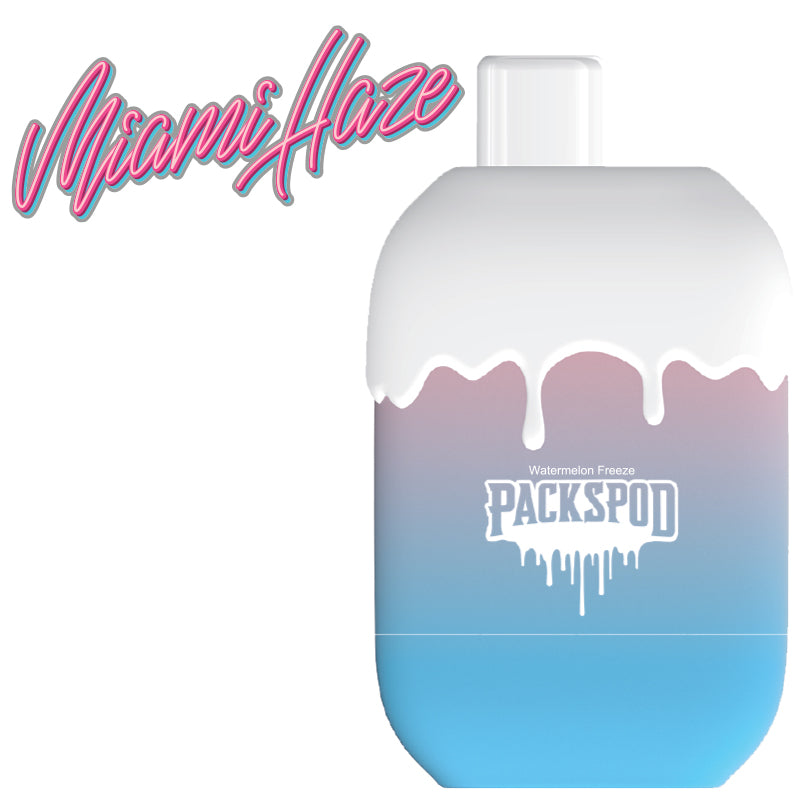 Packspod Disposable | 5000 Puffs | 12mL | 50mg | MOQ 5 | Miami Haze (Watermelon Freeze) 50mg