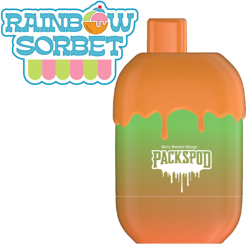 Packspod Disposable | 5000 Puffs | 12mL | 50mg | MOQ 5 | Rainbow Sorbet (Berry Blasted Mango)