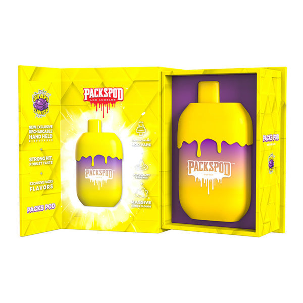 Packspod Disposable | 5000 Puffs | 12mL | 50mg | MOQ 5 | (Limited Edition) Grape Swish with Packaging