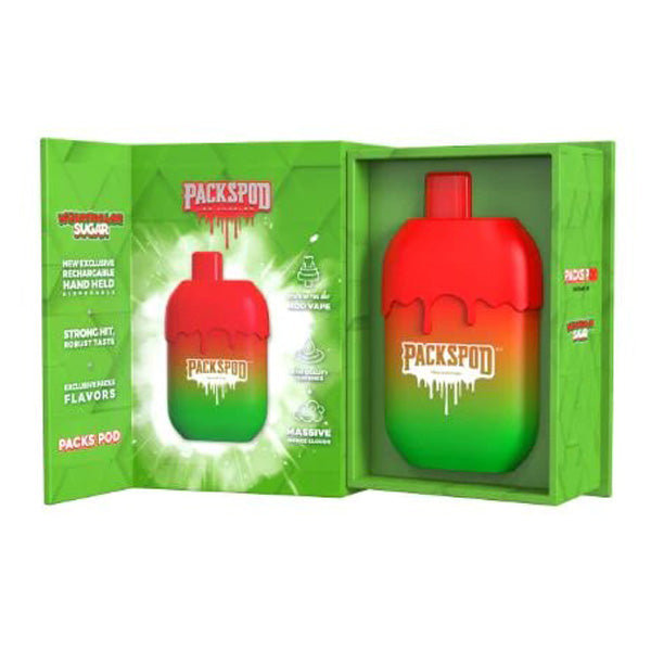Packspod Disposable | 5000 Puffs | 12mL | 50mg | MOQ 5 | (Limited Edition) Watermelon Sugar with Packaging