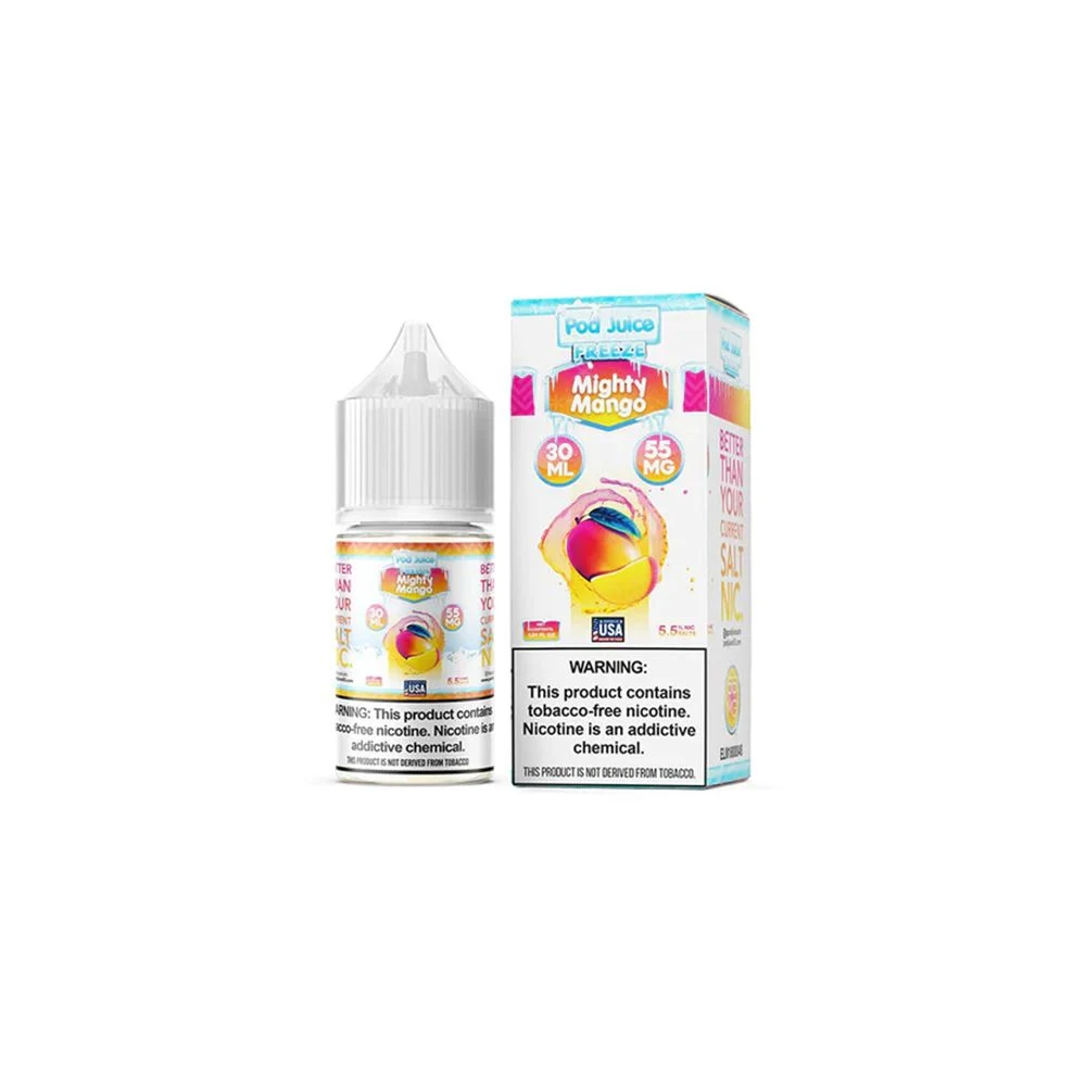 Pod Juice Salt Series E-Liquid | 30mL | 55mg | Mighty Mango with packaging