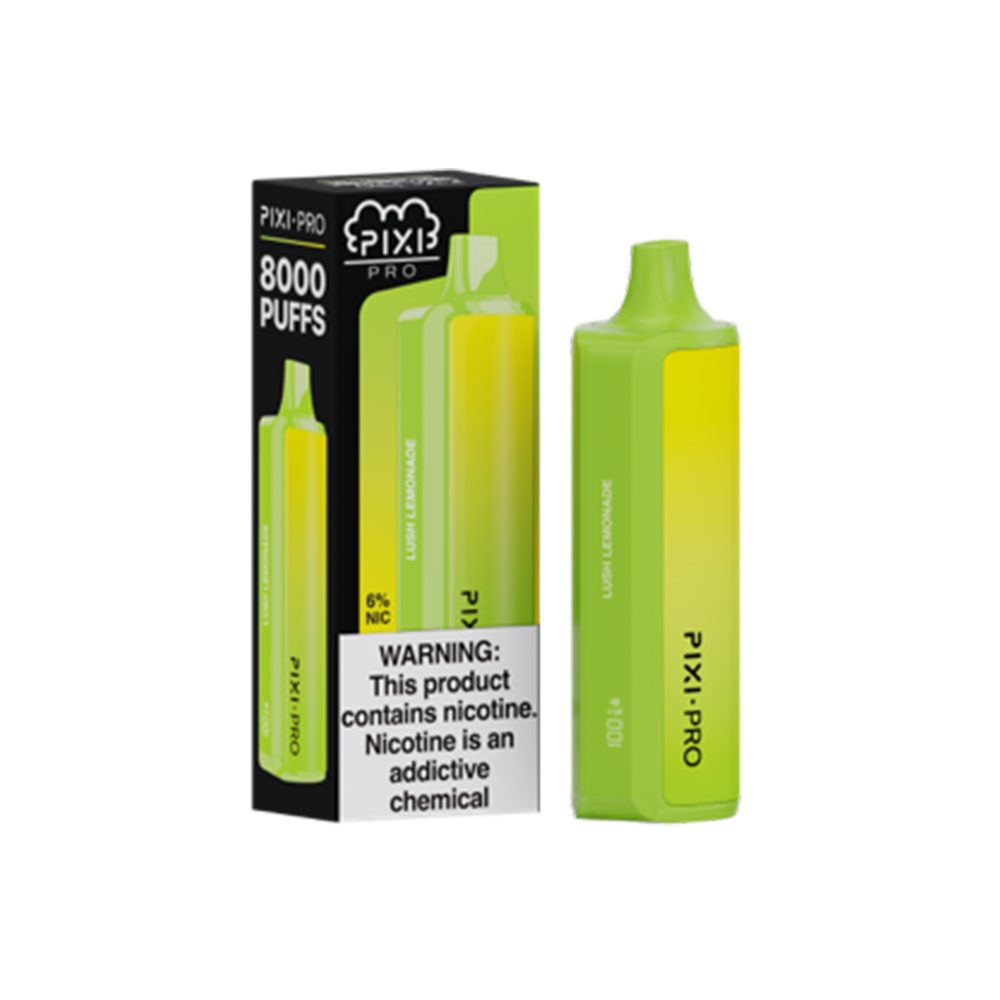 Pixi Pro Disposable | 8000 puffs | 14mL | 60Mg | MOQ 10pc | Lush Lemonade with packaging