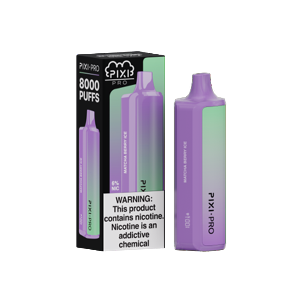 Pixi Pro Disposable | 8000 puffs | 14mL | 60Mg | MOQ 10pc | Matcha Berry Ice with packaging
