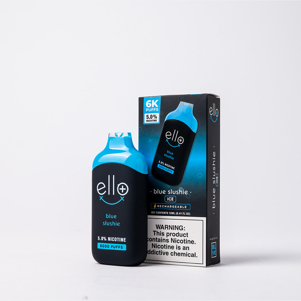 BLVK Ello Plus Disposable | 6000 Puffs | 12mL | 50mg | MOQ 10 | Blue Slushie with packaging
