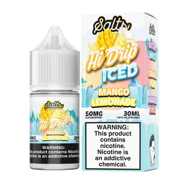 Hi-Drip Salt Series E-Liquid | 30mL | 50mg | (Salt Nic) | Mango Lemonade Iced with packaging