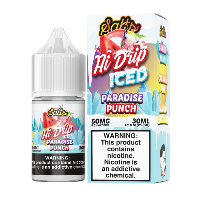 Hi-Drip Salt Series E-Liquid | 30mL | 50mg | (Salt Nic) | Paradise Punch Iced with packaging