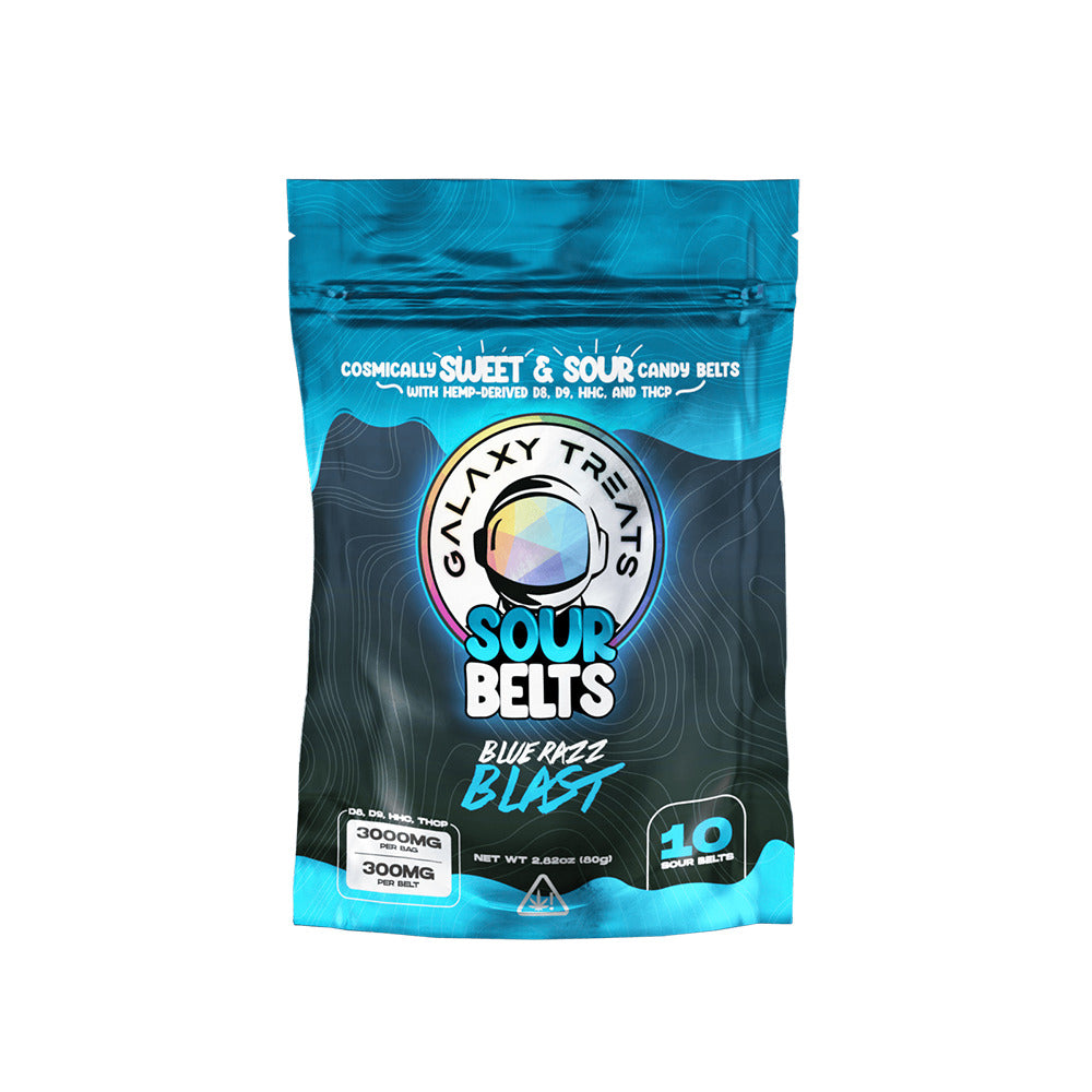 Galaxy Treats Sour Belts (3000mg 10ct Pouch) Blue Razz Blast
