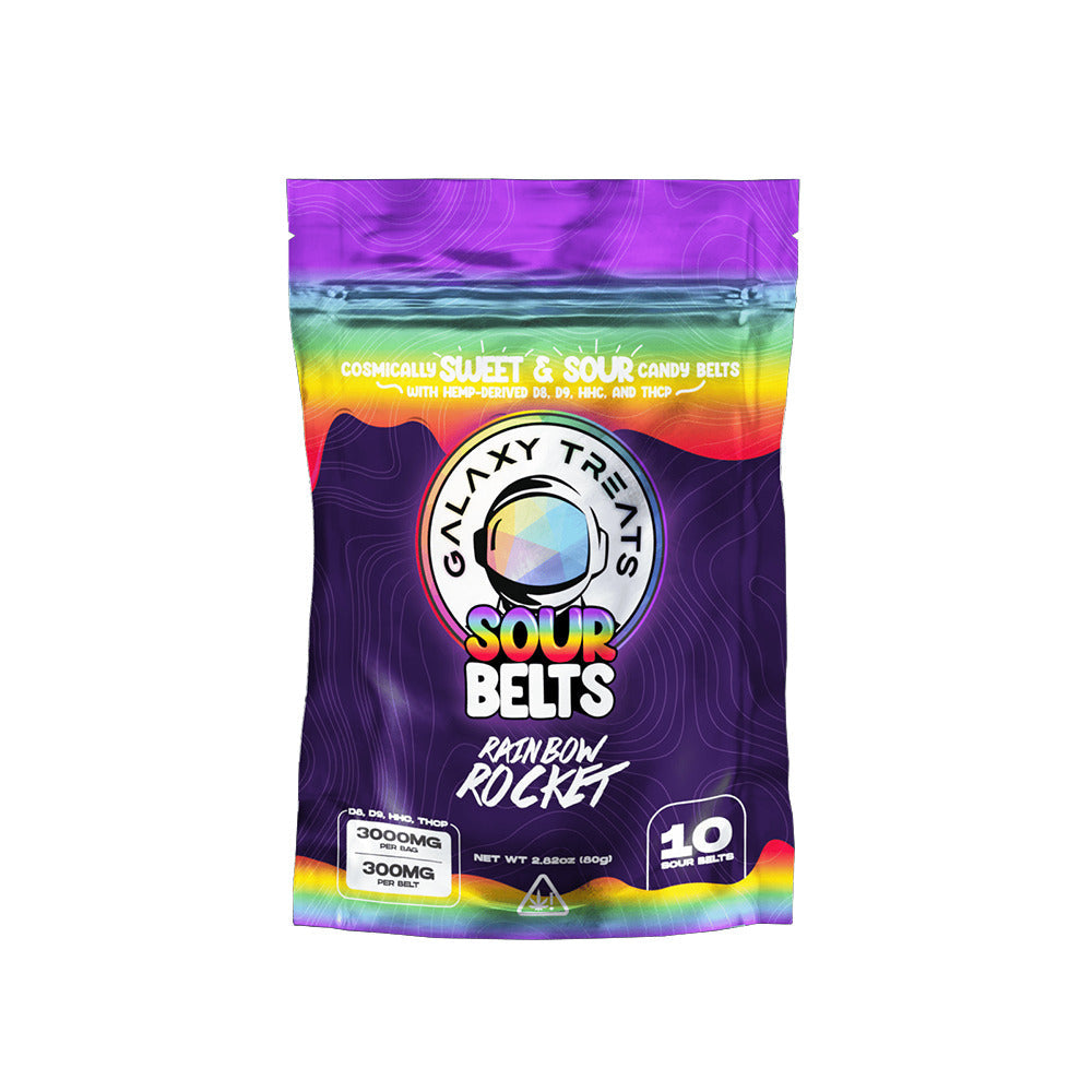 Galaxy Treats Sour Belts (3000mg 10ct Pouch) Rainbow Rocket
