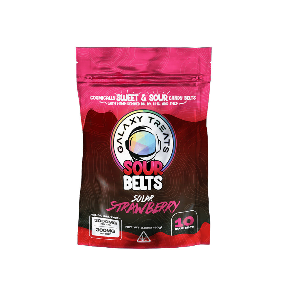 Galaxy Treats Sour Belts (3000mg 10ct Pouch) Solar Strawberry