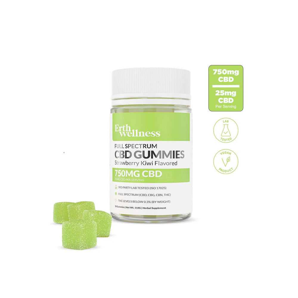 ERTH Gummies (30ct Jar) | Strawberry Kiwi Gummies Full Spectrum CBD 30ct (750mg) 