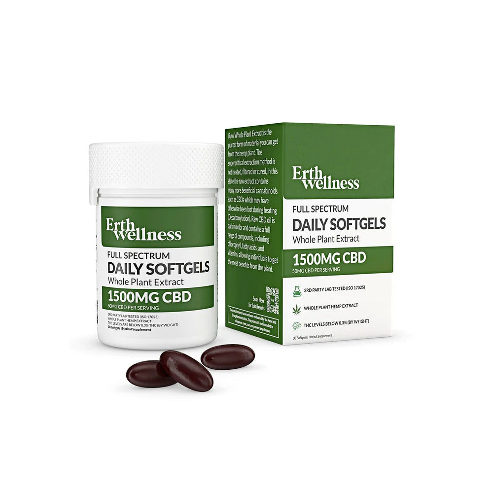 ERTH CBD Full Spectrum Hemp Extract Soft Gel Capsule (1500mg 30ct Jar)