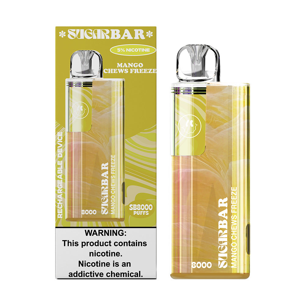 Sugarbar SB8000 Disposable | 8000 Puffs | 19mL | 50mg | MOQ 10 | Mango Chews Freeze with packaging
