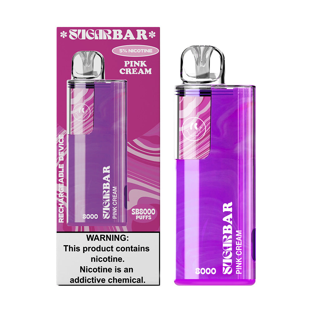 Sugarbar SB8000 Disposable | 8000 Puffs | 19mL | 50mg | MOQ 10 | Pink Cream with packaging