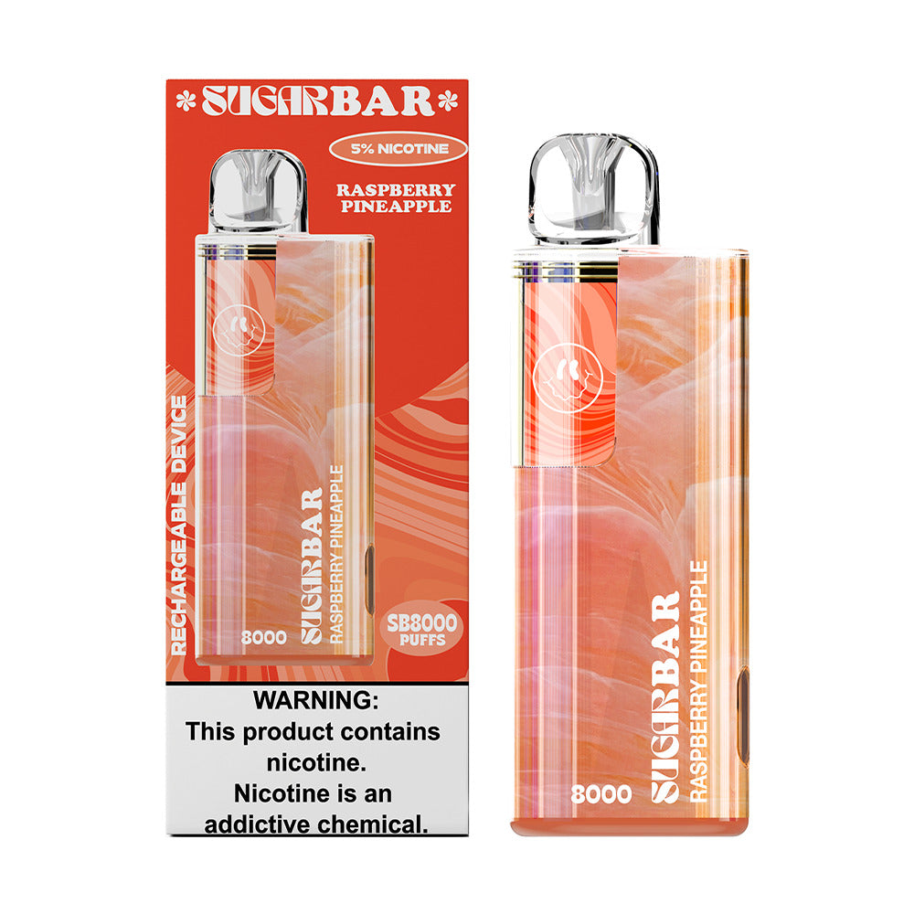 Sugarbar SB8000 Disposable | 8000 Puffs | 19mL | 50mg | MOQ 10 | Raspberry Pineapple with packaging