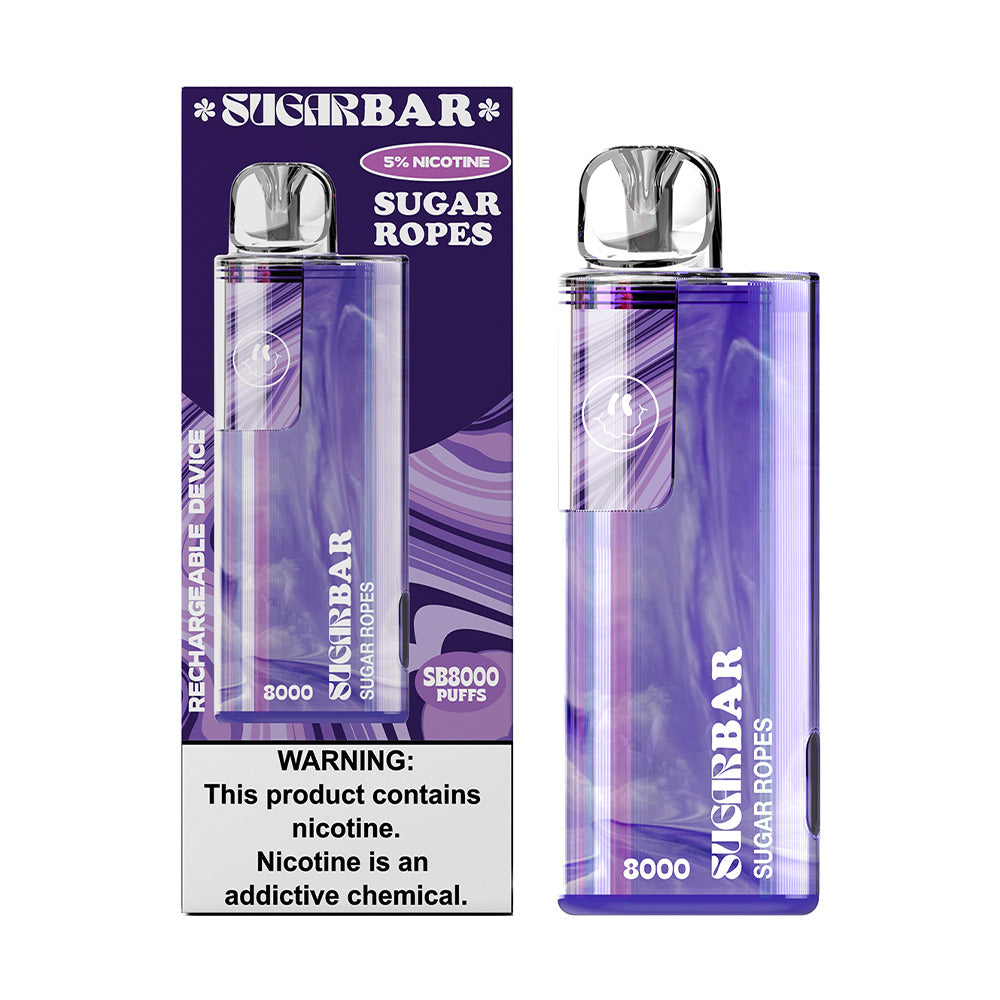 Sugarbar SB8000 Disposable | 8000 Puffs | 19mL | 50mg | MOQ 10 | Sugar Ropes with packaging