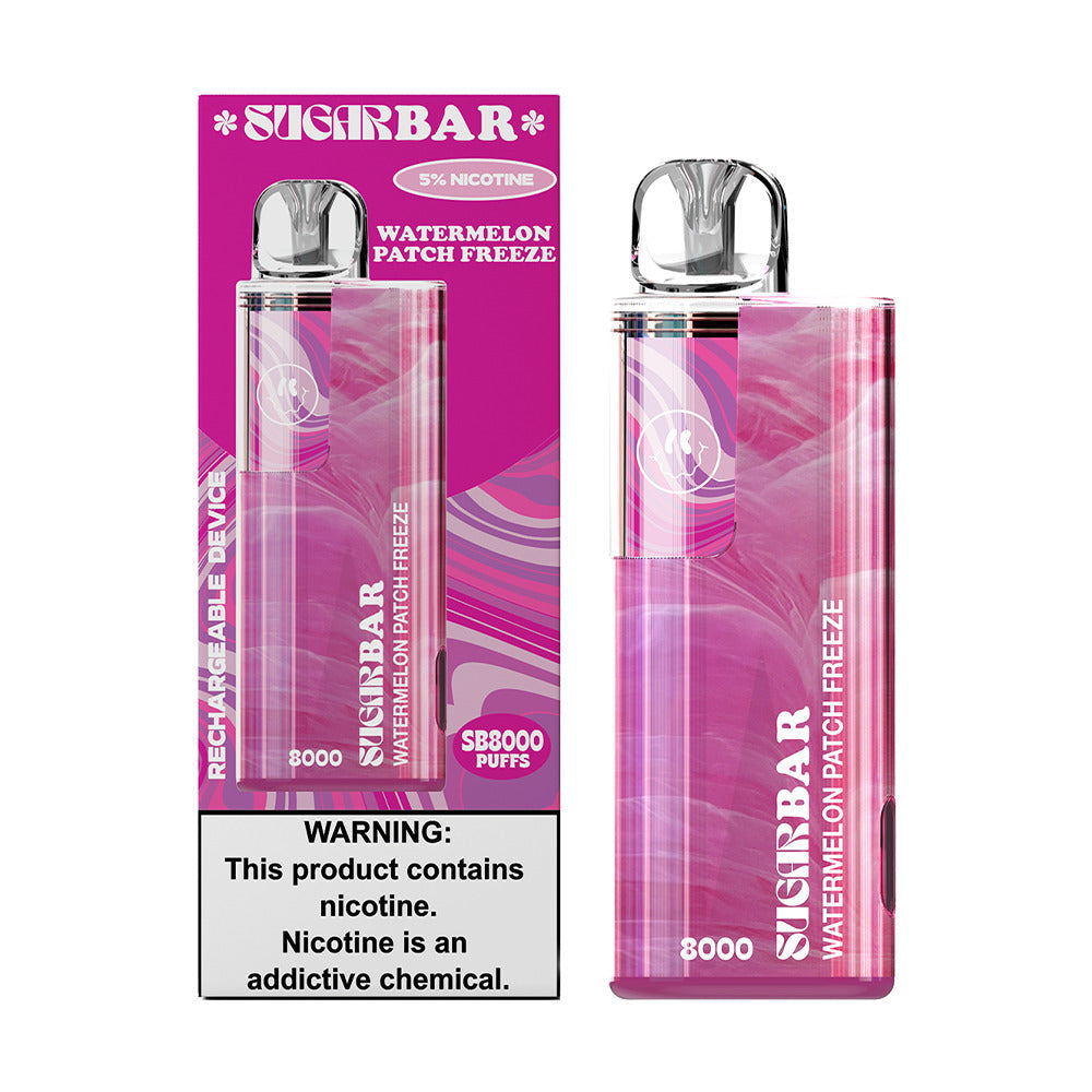 Sugarbar SB8000 Disposable | 8000 Puffs | 19mL | 50mg | MOQ 10 | Watermelon Patch Freeze with packaging