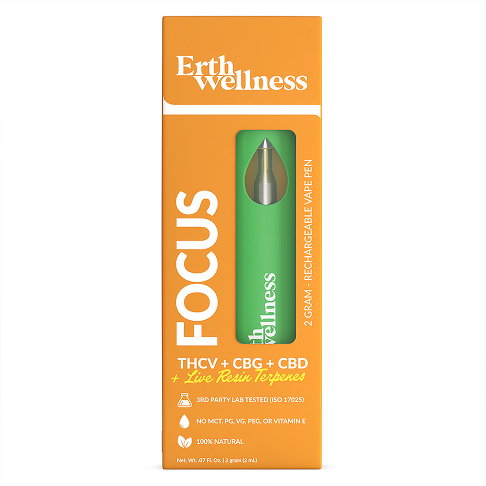 ERTH CBD Disposables (2g) | Focus THCV + CBG + CBD + LR
 with Packaging