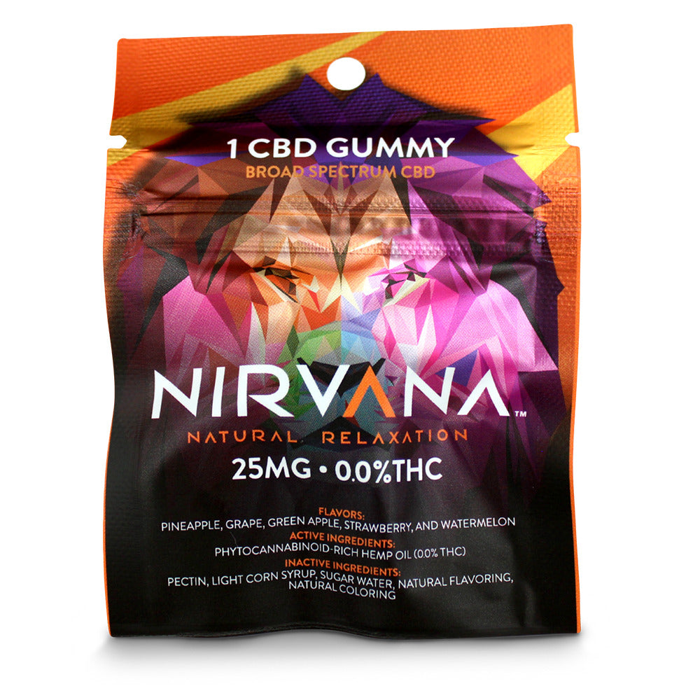 Nirvana Broad Spectrum CBD Gummy (25mg 1ct Pouch) - Watermelon