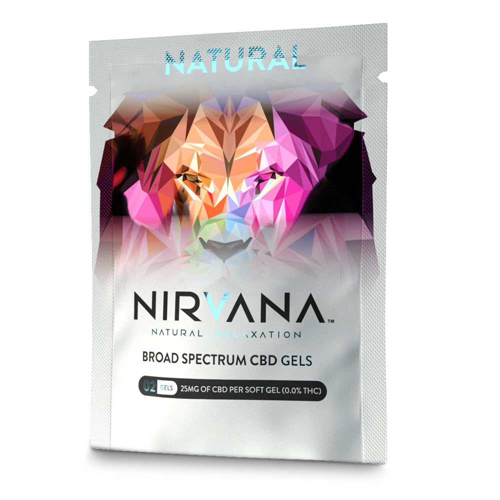Nirvana CBD Softgel Capsules (50mg 2ct Packet) NATURAL Pure CBD Oil Softgels 50mg 2ct Packet