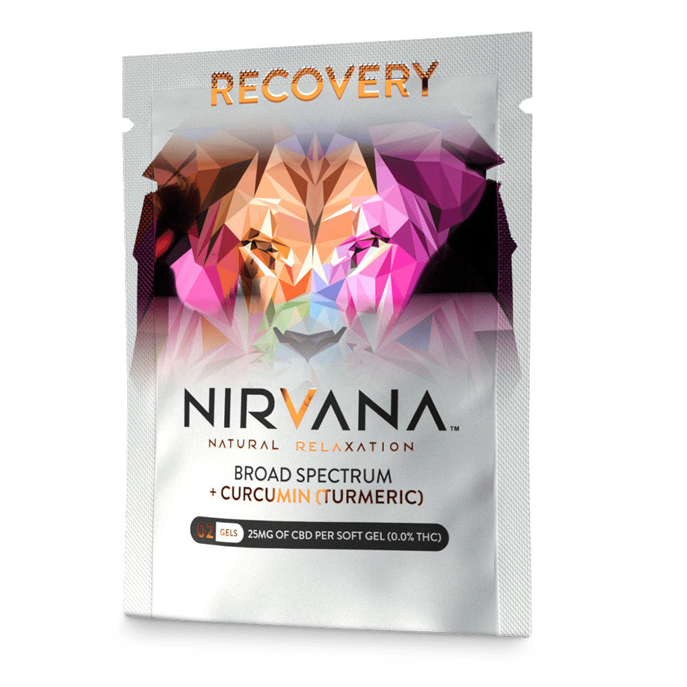 Nirvana CBD Softgel Capsules (50mg 2ct Packet) RECOVERY CBD + Curcumin Softgels 50mg 2ct Packet