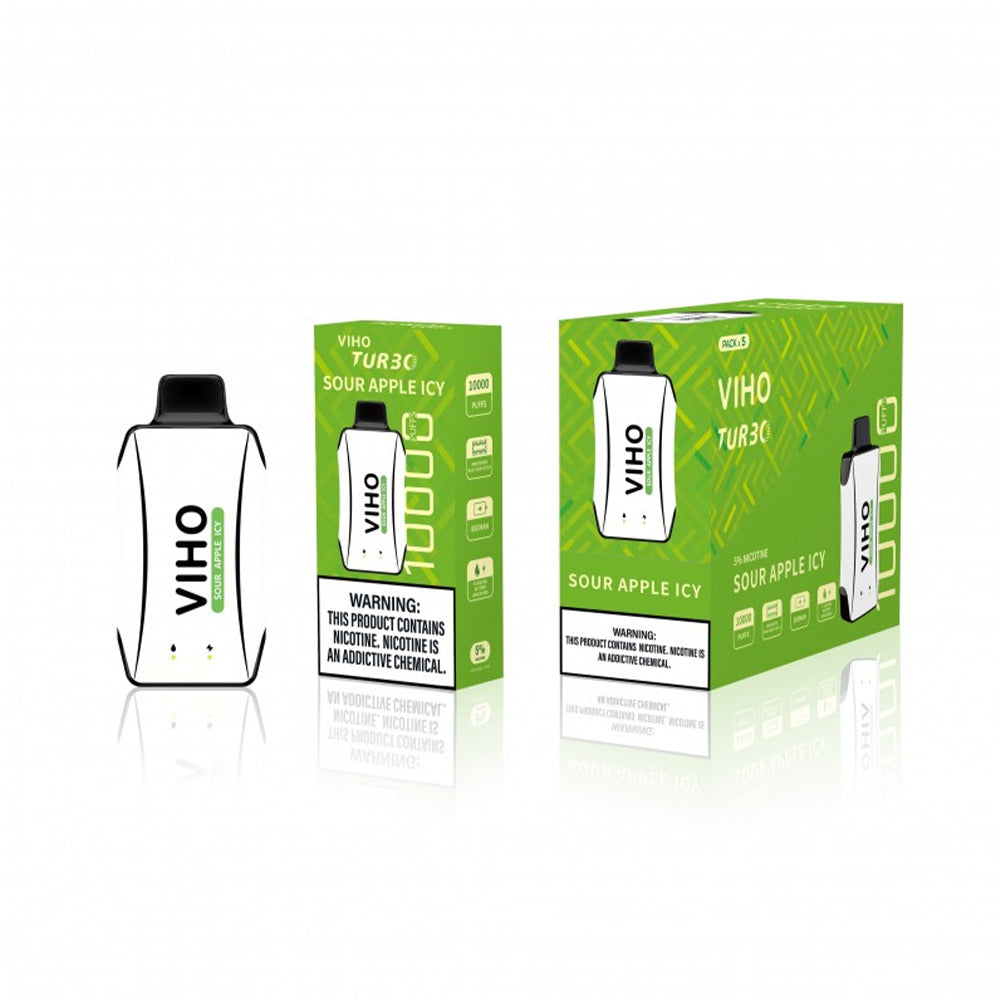 Viho Turbo Disposable | 10000 Puffs | 17mL | 50mg | MOQ 5 | Sour Apple Icy with packaging