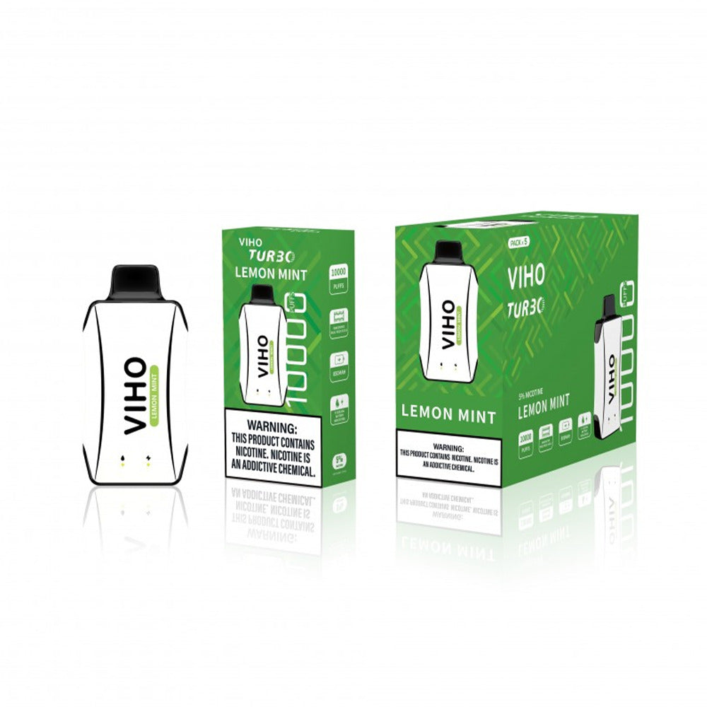 Viho Turbo Disposable | 10000 Puffs | 17mL | 50mg | MOQ 5 | Lemon Mint with packaging