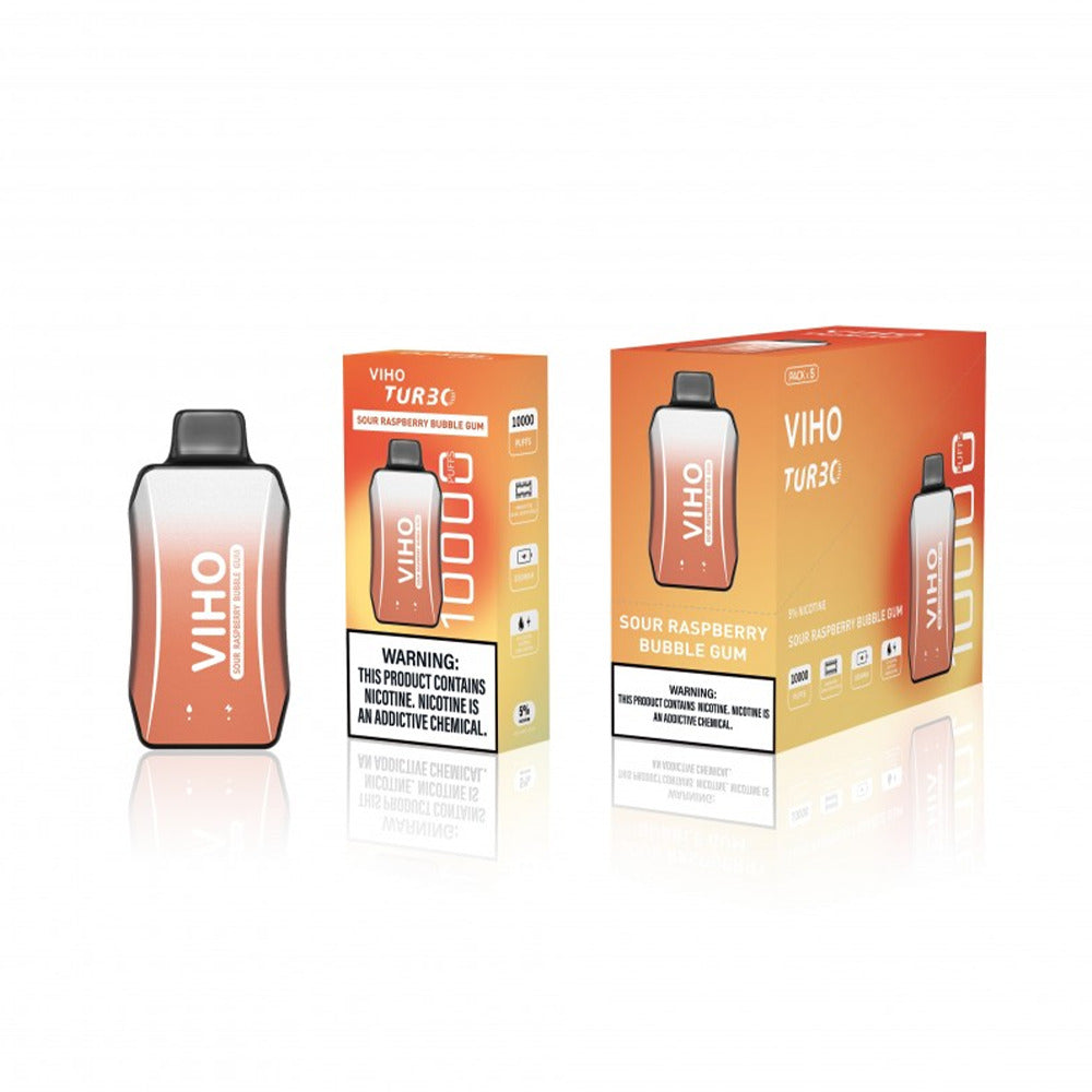 Viho Turbo Disposable | 10000 Puffs | 17mL | 50mg | MOQ 5 | Sour Raspberry Bubble Gum with packaging