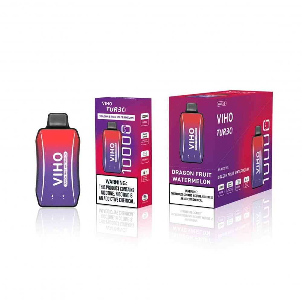Viho Turbo Disposable | 10000 Puffs | 17mL | 50mg | MOQ 5 | Dragon Fruit Watermelon with packaging