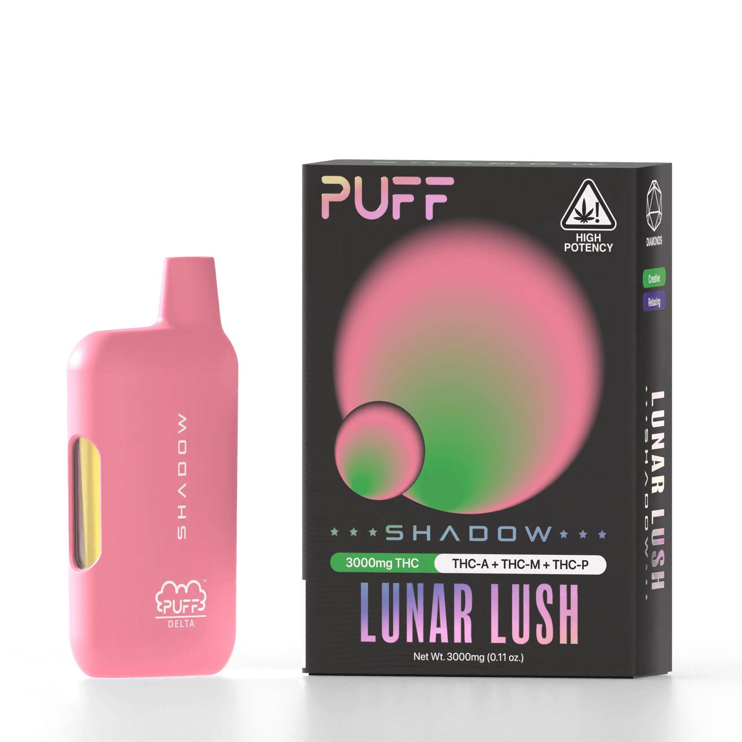 Puff Delta Shadow D8 Disposable (3g) - Lunar Lush with packaging