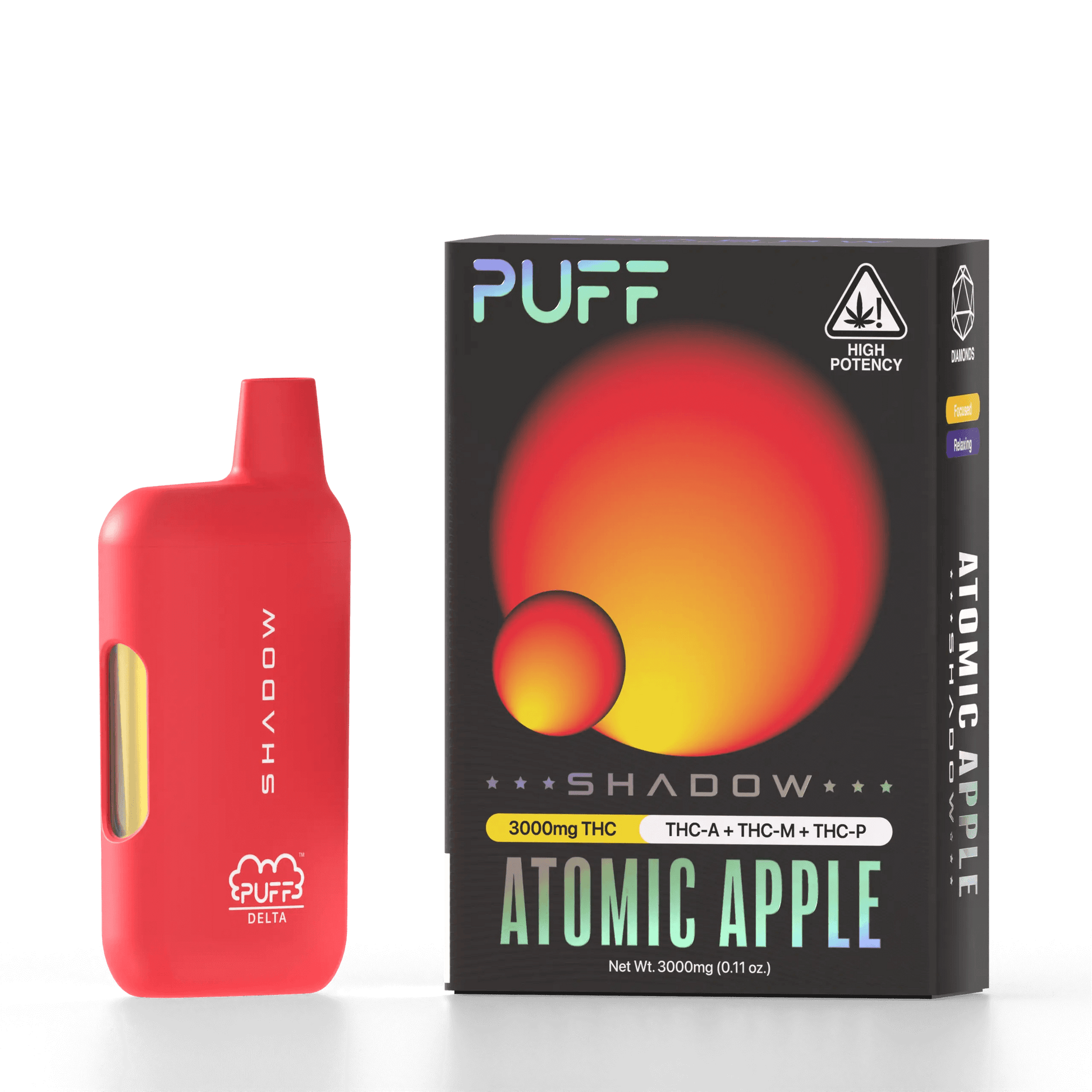 Puff Delta Shadow D8 Disposable (3g) - Atomic Apple with packaging