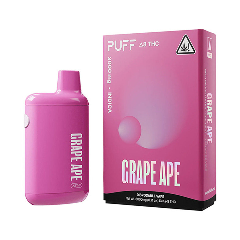 Puff Delta D8 Disposable (3g) - Grape Ape with packaging