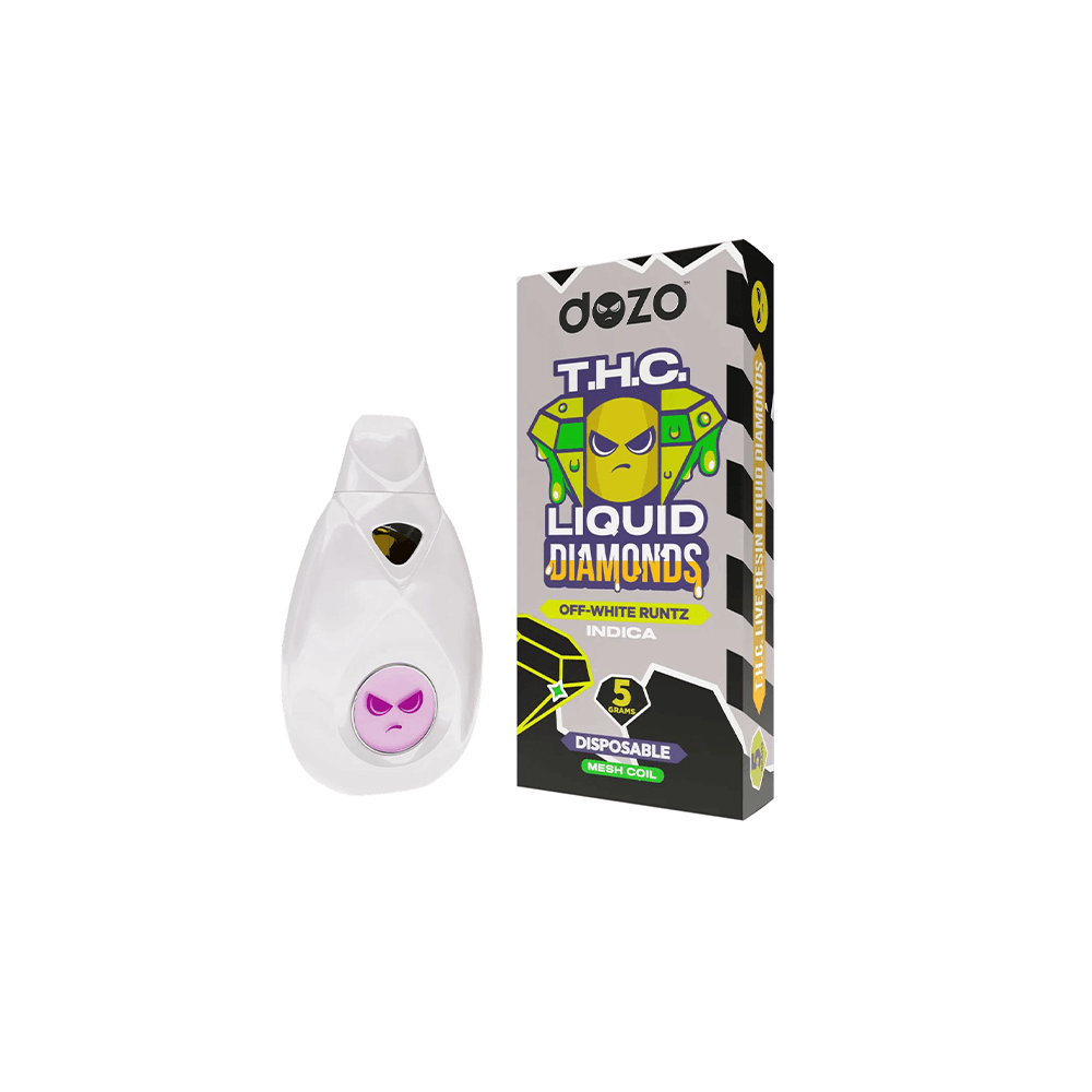 Dozo THC-A Liquid Diamonds Disposables (5g)- Off-White Runtz
with packaging