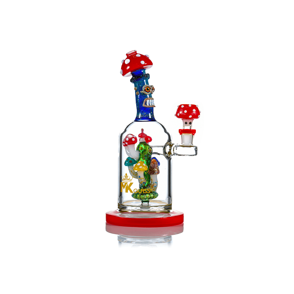 MKGlass MK125 Magic Mushroom Rig 9″ Water Pipe | Red