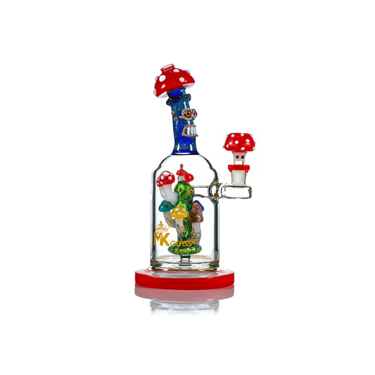 MKGlass MK125 Magic Mushroom Rig 9″ Water Pipe | Red
