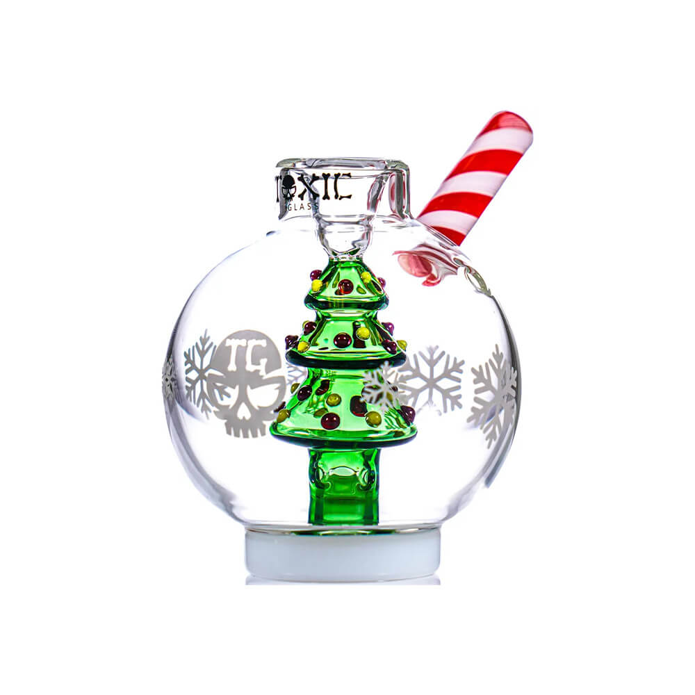 MKGlass TXBUB68 Christmas Snowball 3″ Glass Bubbler | Christmas Snowball Glass Bubbler