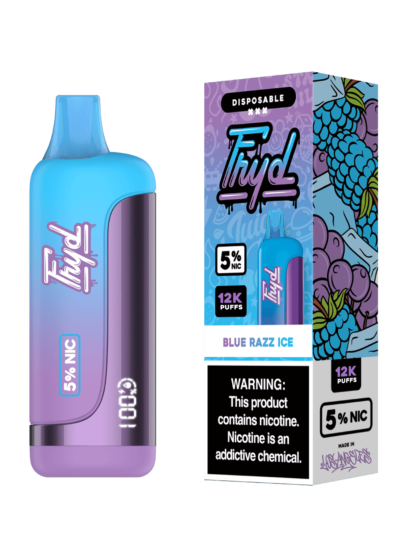FRYD Disposable | 12000 Puffs | 17mL | 50mg | MOQ 5 | Blue Razz Ice  with Packaging