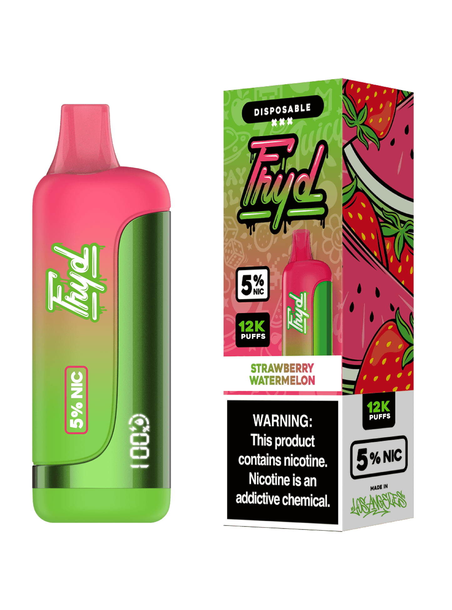 FRYD Disposable | 12000 Puffs | 17mL | 50mg | MOQ 5 | Strawberry Watermelon with packaging