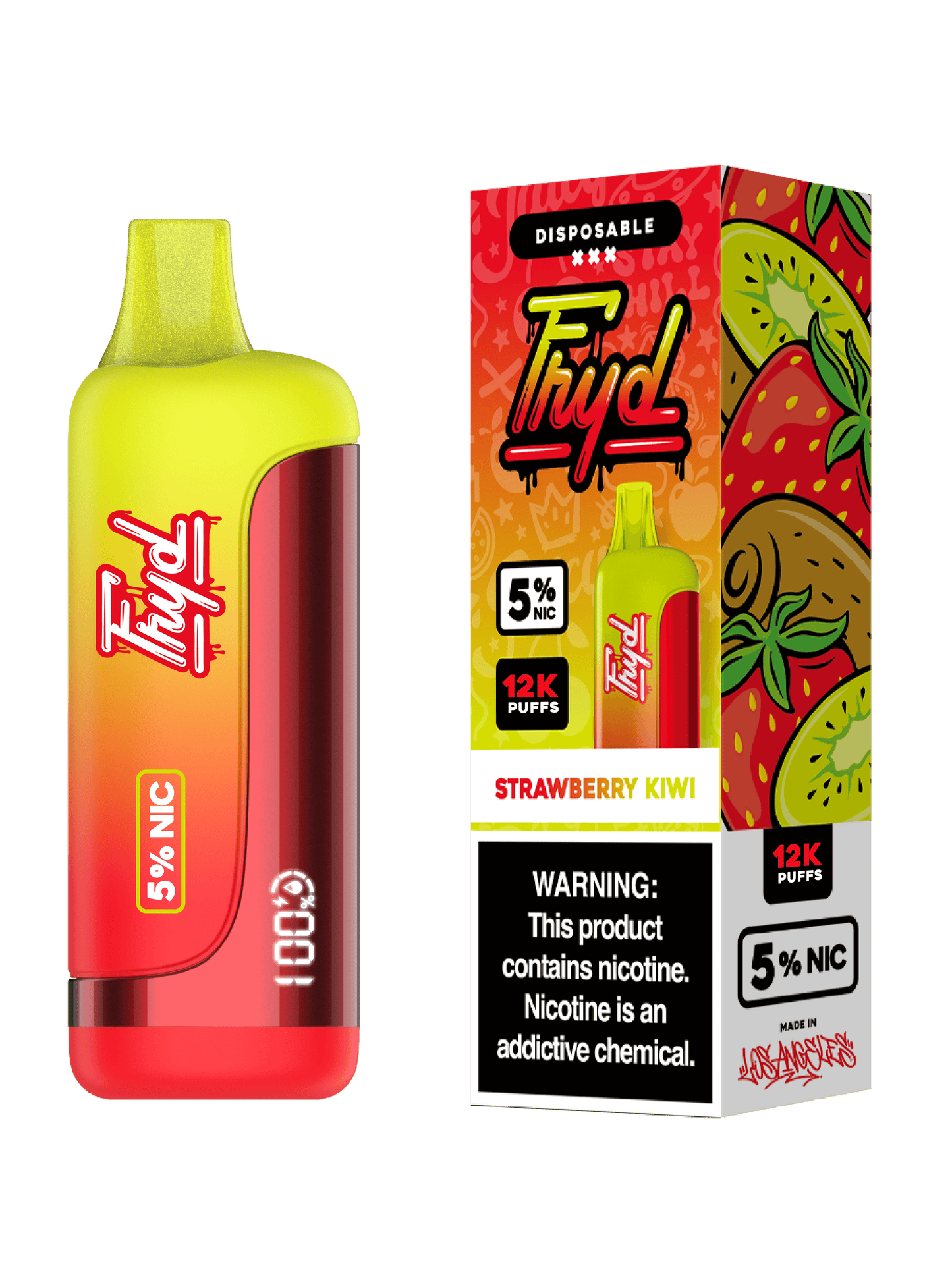 FRYD Disposable | 12000 Puffs | 17mL | 50mg | MOQ 5 | Strawberry Kiwi with Packaging