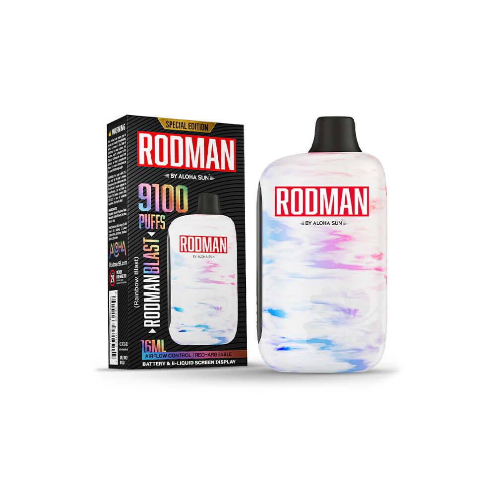 Aloha Sun Rodman Disposable | 9100 Puffs | 16mL | 50mg | MOQ 10 | Blast Rainbow Blast with packaging