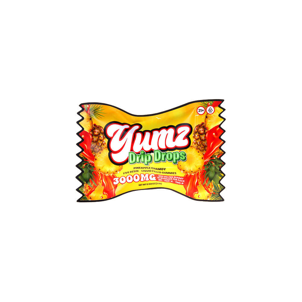 Yumz Drip Drops D9 + THCA + THCP Gummies (3000mg 10ct Pouch)  Pineapple Chamoy 10ct 3000mg Pouch