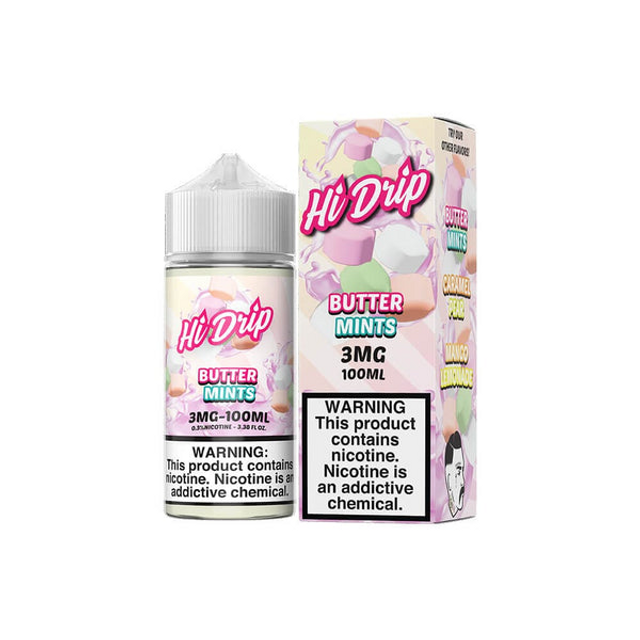 Hi-Drip Series E-Liquid | 100mL |(Freebase) | 3mg | Butter Mints with packaging