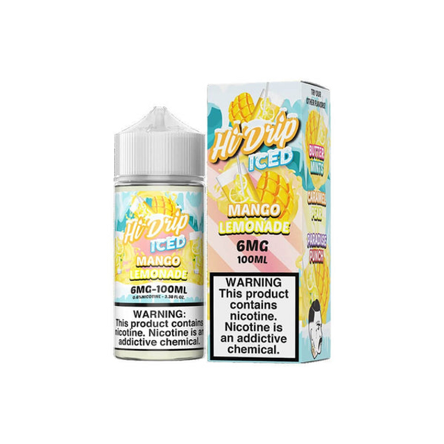 Hi-Drip Series E-Liquid 100mL (Freebase) | 6mg | Mango Lemonade Iced with packaging