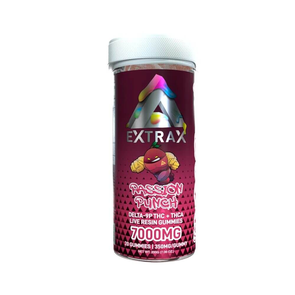 Adios Blends D9 + THCA LR Gummies (7000mg 20ct Jar) Passion Punch