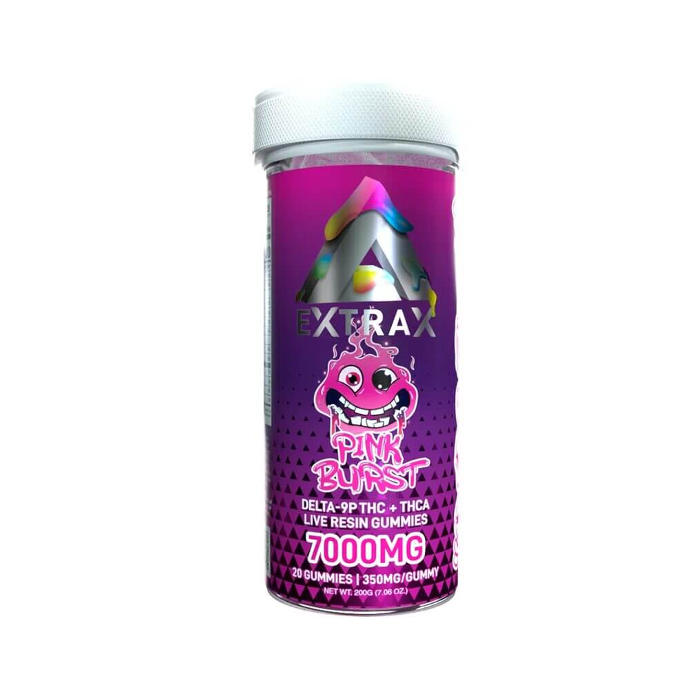 Adios Blends D9 + THCA LR Gummies (7000mg 20ct Jar) Pink Burst