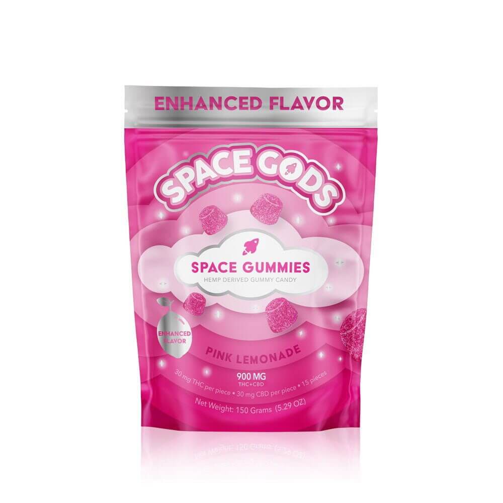 Space Gods Mega Dose D9 + CBD Space Gummies (900mg 15ct Pouch) Pink Lemonade