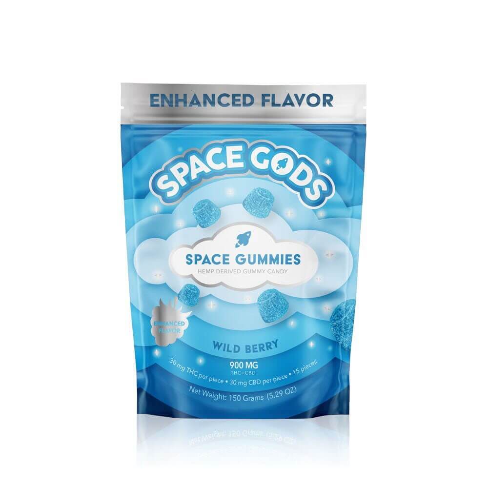 Space Gods Mega Dose D9 + CBD Space Gummies (900mg 15ct Pouch) Wild Berry