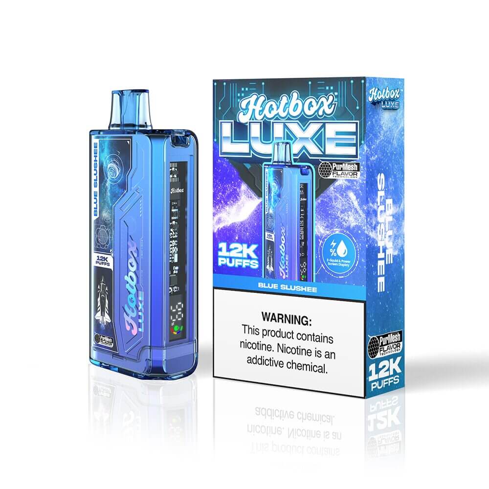 Puff HotBox Luxe Disposable | 12000 puffs | 20mL | 50mg | MOQ 5pc | Blue Slushie with Packaging