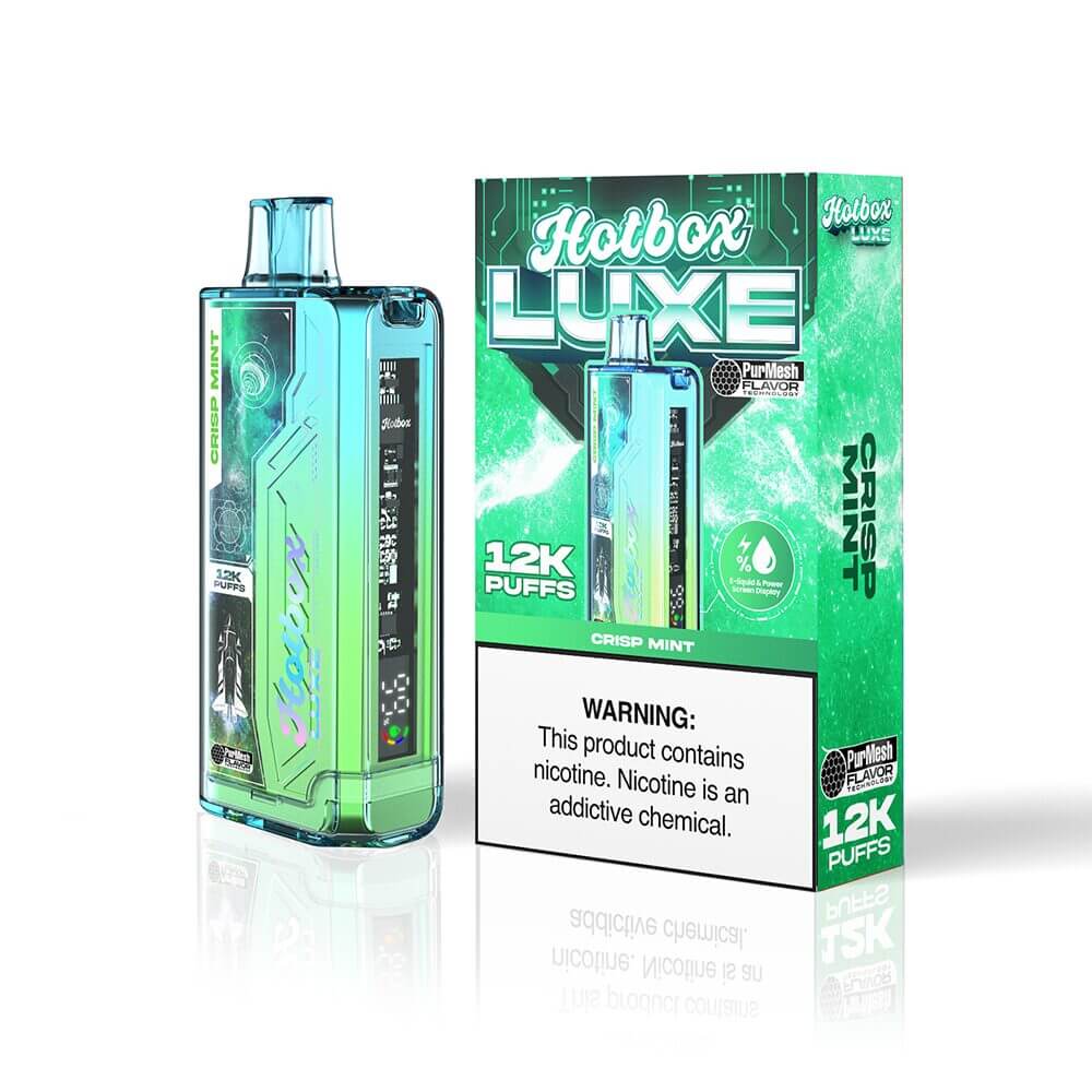 Puff HotBox Luxe Disposable | 12000 puffs | 20mL | 50mg | MOQ 5pc | Crisp Mint with Packaging
