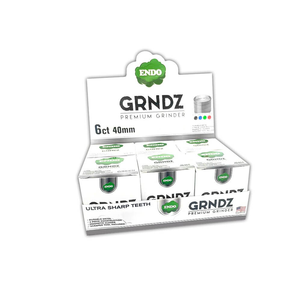 Endo Premium Metal Grinder 40mm (6pc Display) - Assorted Colors
